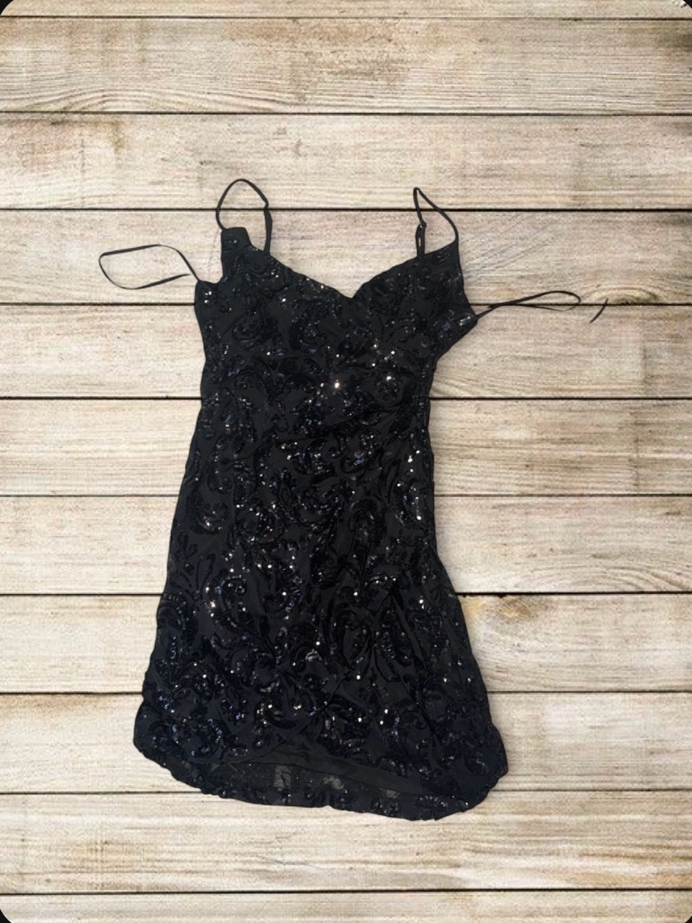 Windsor Black Sequin Mini Slip Dress